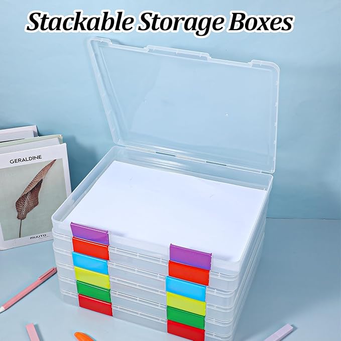 6 Pcs Clear A4 File Box Document Plastic Storage Box Paper Plastic Case Board Game Storage Containers Magazine Protector File Holder with Buckle (Colorful,12.4 x 9.65 x 1.18 Inches) ﻿ - Image 6