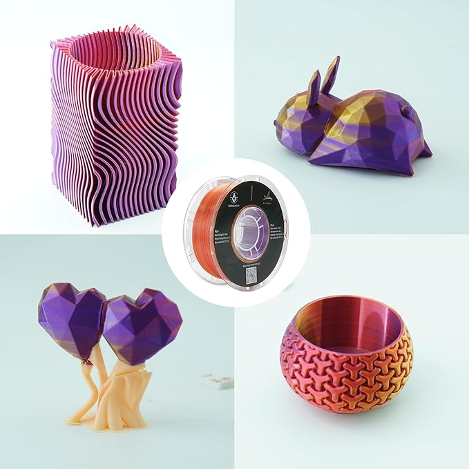 PLA 3D Printer Filament, Triple Color Silk PLA Filament, Dimensional Accuracy +/- 0.02 mm, 1 kg Spool(2.2lbs), 1.75 mm, Red Gold Purple - Image 2