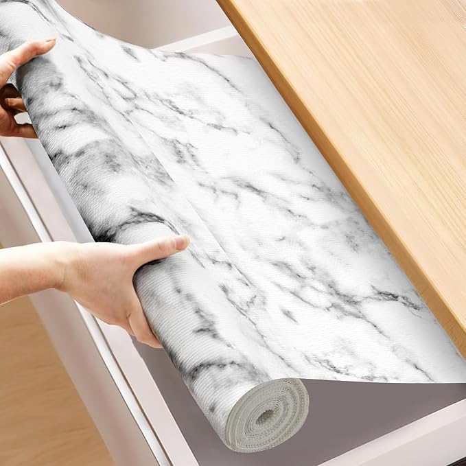 Moriah Shelf Liner Non Adhesive, Kitchen Drawer Liner Non Slip Waterproof Thickened Cabinet Protector for Bathroom Dresser Shelves Pantry(Marble,24'' x 20') by Moriah