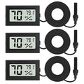 3Pcs Fahrenheit Thermometer Hygrometer Mini Digital with Probe Electronic Temperature Humidity Gauge Meters Indoor LCD Display for Humidors,Greenhouse,Garden,Incubator Reptile Terrarium by Unknown