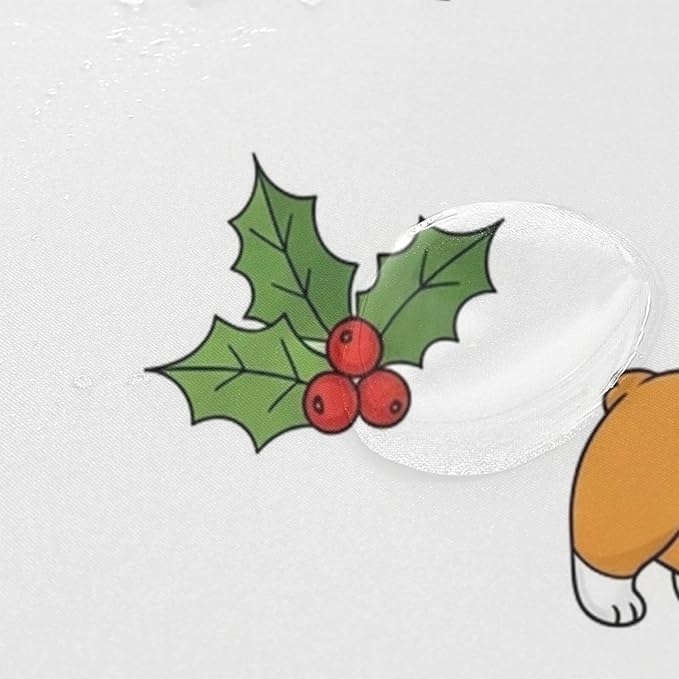 Christmas Corgi Dog White Shower Curtain Liner 72×72 inch for Bathroom Curtain Anti Mold Shower Curtain with Hooks Shower Accessories - Image 4