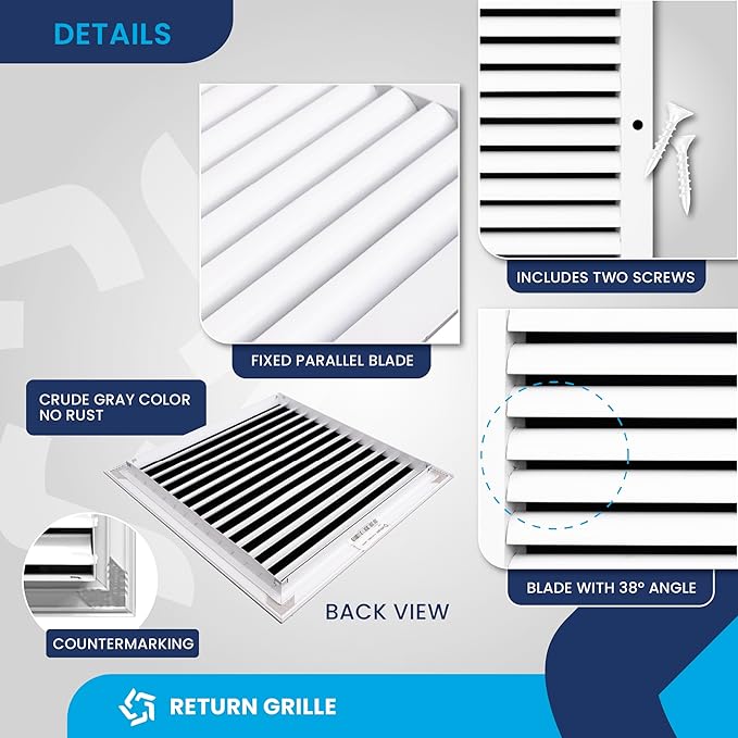 12x12 Inch (Duct Opening) Air Return Vent Cover Decorative – Premium Aluminum AC Vent Cover for Ceiling & Wall, Rustproof Grille, Ideal for Home HVAC Grille, Durable & Easy to Install by ACLAMINAIRE - Image 9