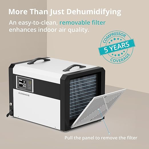 Kesnos Large Commercial Dehumidifier 158 Pints with Pump and Drain Hose for Space up to 7500 Sq. Ft. - 24 Hr Timer Ideal for Basements, Industrial Space, Crawlspace - Includes Remote Control - Image 5