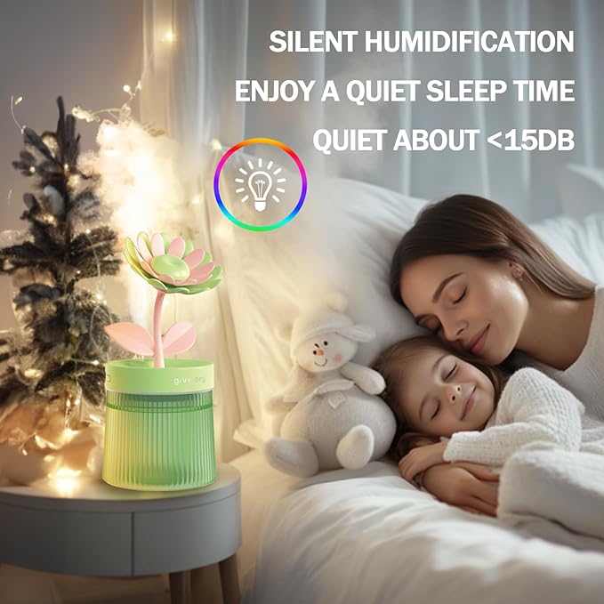 Cute Mini Humidifier 320mL Cool Mist Humidifie mute with 2 Mist Modes,for Home/Nursery/Office,Portable Mini Air Moisturizer,rechargeable mini humidifier(Sunflower Purple) - Image 7