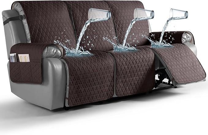 TAOCOCO 100% Waterproof Recliner Cover, Non-Slip Washable Reclining Couch Cover with Elastic Leg Straps, Furniture Protector for Dogs (Chocolate, 3 Seater) by TAOCOCO