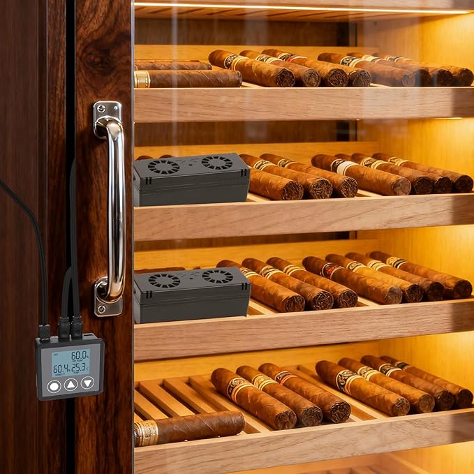 Electric Cigar Humidifier for Cigar Humidor Box - Dual-Fan Sensor-Controlled + LCD Humidity & Temperature Display, Multi-Device Connection Supported, for 40-180 Cigars 1V2 - Image 3
