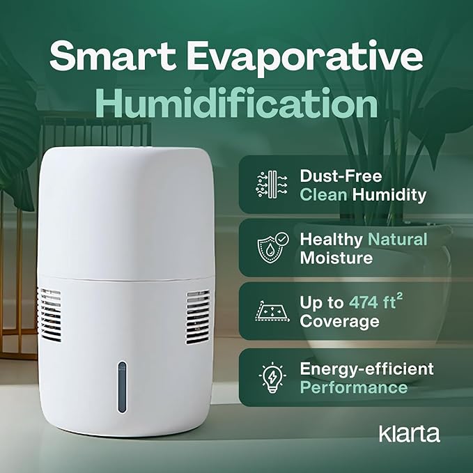 Smart Evaporative Humidifier with App Control & 3L Tank – Mist-Free, No White Dust – Quiet Operation for Better Sleep – Klarta Humea Beige - Image 2