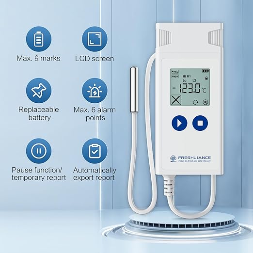 Freshliance Ultra Low Temperature Data Logger, Reusable Temperature Recorder with High Accuracy External Probe, Configurable USB Temperature Monitor 35000 Points with PDF CSV Report, Atlas Log-200 - Image 6