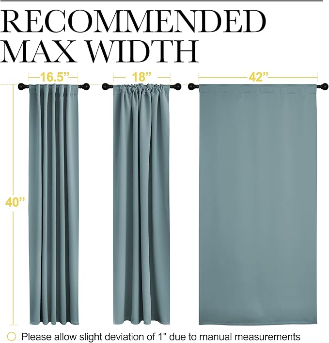 NICETOWN Blackout Curtain Panels for Kitchen - (Greyish Blue Color) 29x36 inch, 2 Panels Set, Room Darkening Blackout Drapes for Window - Image 7