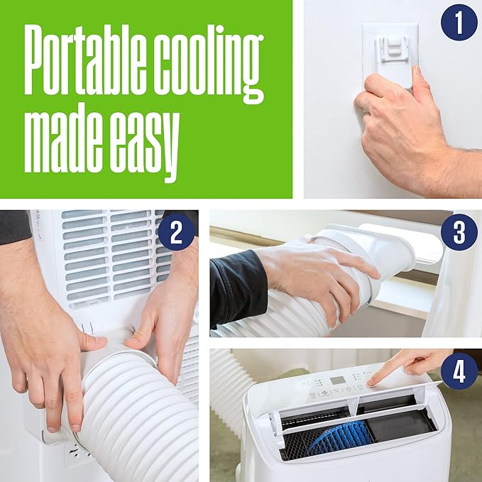 Westinghouse 14,000 BTU Air Conditioner Portable For Rooms Up To 700 Square Feet, Portable AC with Home Dehumidifier, Smart App, 3-Speed Fan, Programmable Timer, Remote Control, Window Kit, White - Image 8