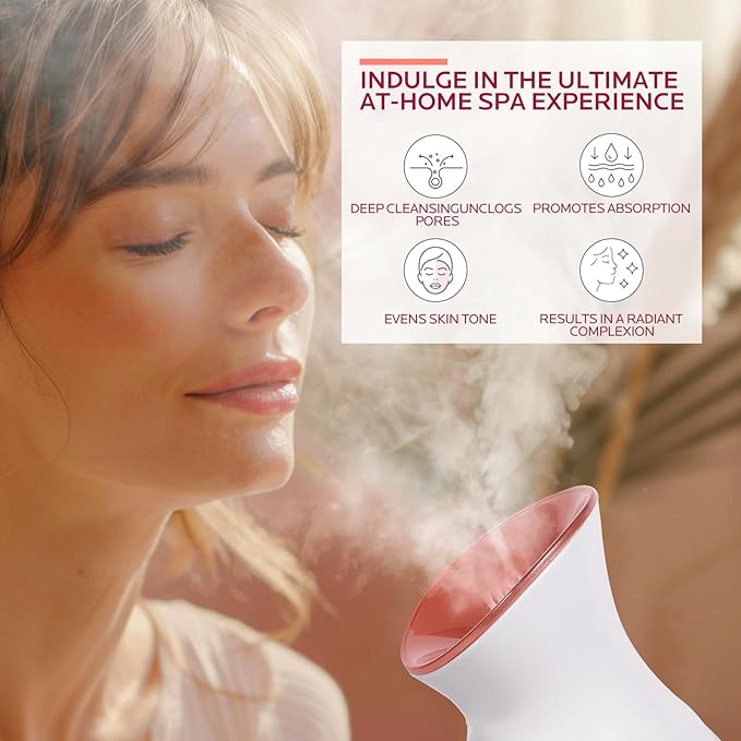 Colorfarm Facial Steamer Nano Ionic: Face Steamer Home Spa Kit Deep Cleaning Unclogs Pores Sinuses Inhaler with 8 Skin Care Tools - Self Care Gifts for Women (Deep Cleansing Facial Kit) - Image 6