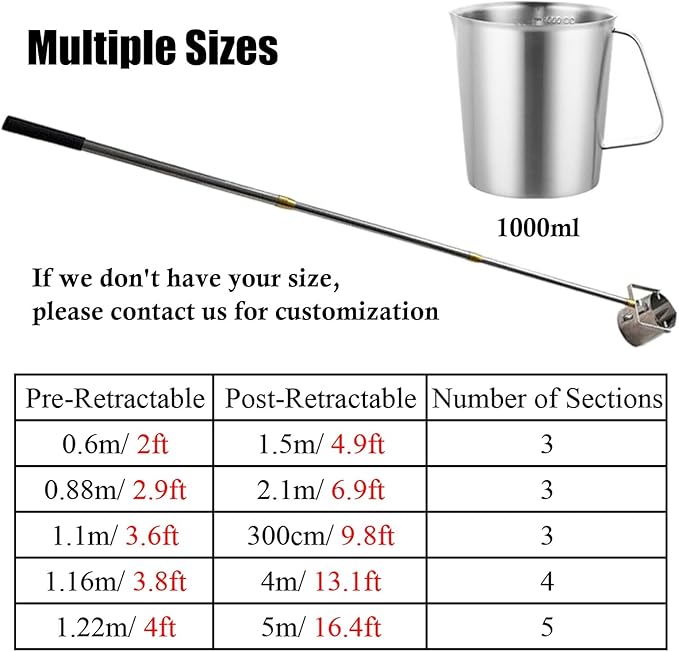 Telescopic Stainless Steel Wa-TER Sampling Pole, Water Sampler,Pendulum Beaker Sampler Ladle,Portable Mud Water Sampling Bucket,for Water Testing, Lab Sampling, Environmental Monitoring - Image 2