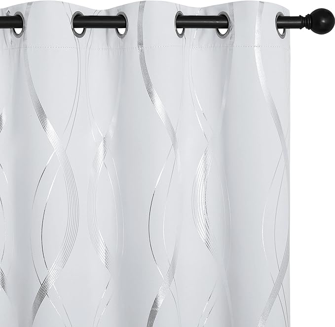NICETOWN Room Darkening Curtains for Living Room - Easy Care Solid Thermal Insulated Grommet Room Darkening Curtains/Panels/Drapes for Bedroom Decoration (2 Panels, 34 by 84, Greyish White) by NICETOWN