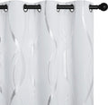 NICETOWN Greyish White Blackout Curtains for Bedroom, Microfiber Noise Reducing Thermal Insulated Wave Line Foil Print Design Blackout Curtains for Office, Classroom (2 Panels, 52 x 45 Inch) by NICETOWN