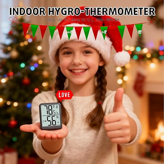 Room Thermometer Indoor Hygrometer Humidity Meter Gauge Digital Temperature and Humidity Sensor Monitor for Home Office House Pets Plants - AAA Battery Included - Image 2