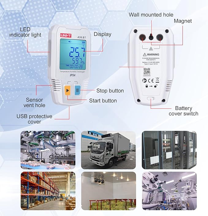 BT Temperature Humidity Data Logger Smart Thermometer Hygrometer 64000 Measurement Data Storage High-Precision Sound and Alarm IP54 Waterproof Temperature Humidity Sensor - Image 9