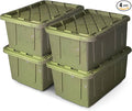 HOMZ 4-Pack Durabilt Tote, Heavy Duty Plastic Storage Bins with Lids, 27 Gallon, Green Camo - Stackable Organizing Containers for Home, Garage, and Office by Homz