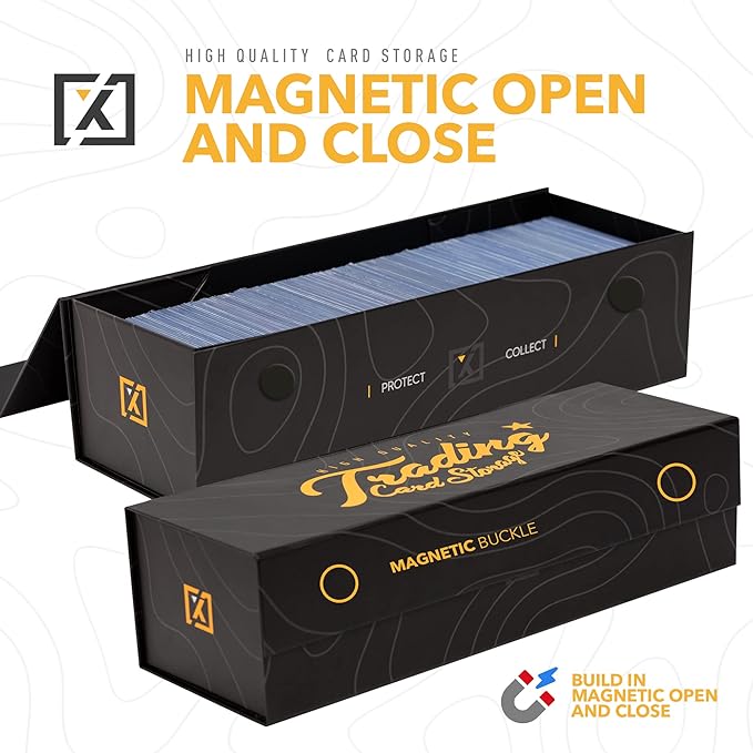 Trading Card Storage Box [3 PACK] - Magnetic Lid | Fits 800 Cards, 200 Toploaders, or 50 One Touch - Baseball Card Storage Box - Labels included - Image 6