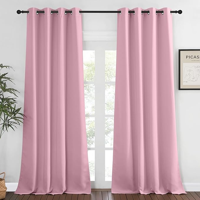 NICETOWN Bedroom Curtain Room Darkening Drapery 102 inches Length - Home Fashion Thermal Insulated Grommet Room Darkening Curtain for Living Room (Rouge Pink, 1 Panel, 52 x 102 inches) by NICETOWN