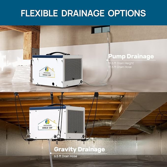 ARGENDON Crawlspace Dehumidifier with Pump, 70 Pint Commercial Dehumidifier for Basement with Drain Hose, Auto Defrost, Memory Starting, Compact, GLGR, Up to 1000 Sq Ft, 5 Years Limited Warranty - Image 4