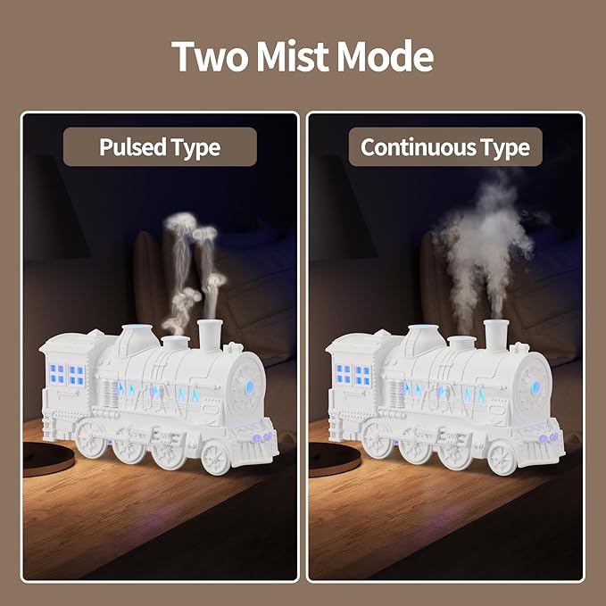 Humidifiers for Bedroom, Cool Quiet Steam Train Looking Mist Air Humidifier Diffuser for Home Baby Nursery & Plants and Auto Shut-off. (White) - Image 3