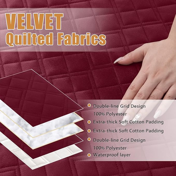 Arfntevss Waterproof Sectional Couch Covers L Shape Washable Velvet Sofa Cover for Sectional Non Slip Large Corner Slipcovers Dog 6 Pcs Universal U Shaped Furniture Protector (Burgundy, X-Large) - Image 3