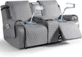 TAOCOCO 100% Waterproof Loveseat Recliner Couch Sofa Covers with Console,Double Reclining Couch Cover Non-Slip Sofa Slipcovers Washable,Furniture Protector Covers for Kids,Pets(2 Seater,Light Gray) by TAOCOCO