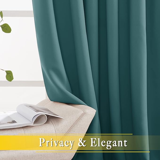 NICETOWN Blackout Room Darkening Window Curtain - Thermal Insulated Solid Grommet Blackout Patio Door Curtain/Drape for Living Room (Sea Teal, 1 Panel, 80 by 95-inch) - Image 4