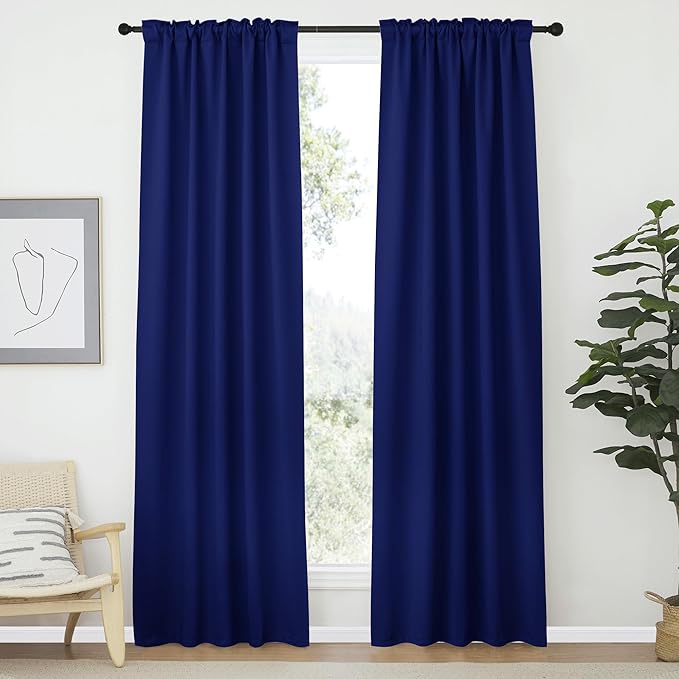 NICETOWN Living Room Darkening Curtains - (Royal Blue Color) W42 x L70, Set of 2, Home Decor Room Darkening Thermal Insulated Drapery Panels for Office/School/Hospital Window - Image 2