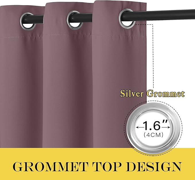 NICETOWN Patio Door Curtain Sound Blocking, Bedroom Privacy Room Divider Curtain, Thermal Insulated Blackout Closet Sliding Door Shade (1 Panel, 100" Wide x 120" Long, Dry Rose) - Image 4