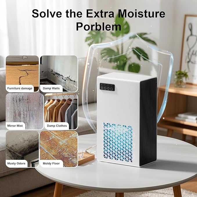 Dehumidifiers for Home, 99oz Water Tank Dehumidifier for Bedroom Basement Bathroom RV with Auto Shut Off, Drain Hose, Sleep Mode, (White) - Image 7