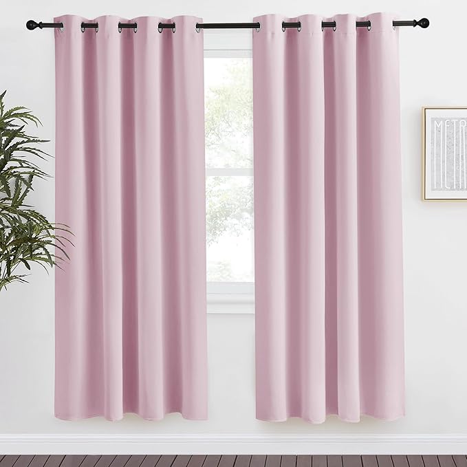 NICETOWN Blackout Curtain 78 inch Long, W55 x L78, 1 Panel, Baby Pink, Thermal Insulated Window Treatment with Grommet Room Darkening Thermal Insulated Panel for Bedroom/Living Room by NICETOWN