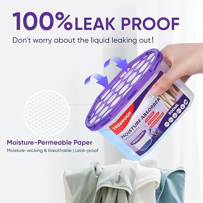 16 Pack Moisture Absorbers, 10.5 OZ Humidity Absorber Bucket, Moisture Absorbers for Closet, Dehumidifier Bucket for Wardrobes (Lavender Scent), Kitchens and Bathrooms - Image 6