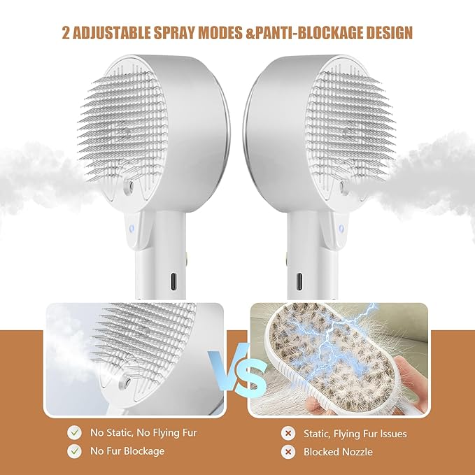Cloud Care Cat Brush for Indoor Cat Steam Brush for Shedding Spritz Defur Comb for Cats Dogs Steam Brushes for Long Short Hair Cats Dogs Pet Steam Brushes for Massage Grooming Self-Cleaning - Image 4
