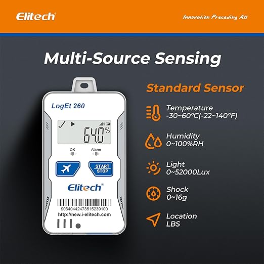 Elitech 4G Real-time Temperature Humidity Data Logger Light/Shock/Location, Built-in SIM Card, Shadow Data, Airplane Mode, Cloud Storage, SMS/Email/APP/Web Alarm,100000 Points, Loget 260-TH-5Pack - Image 2
