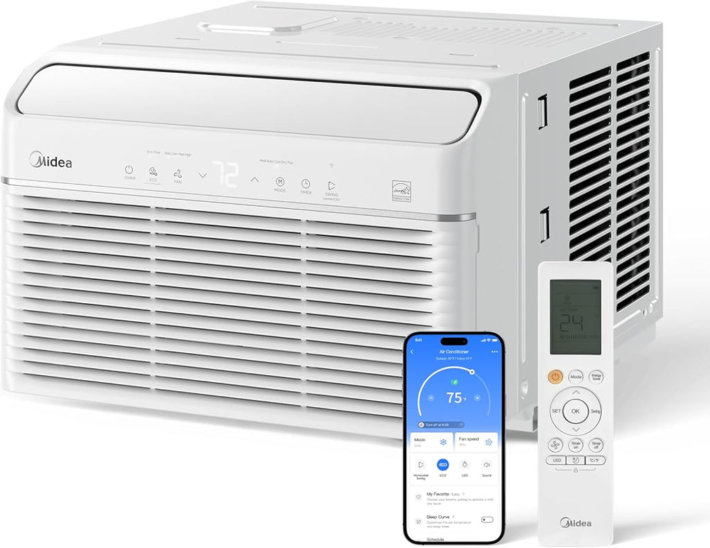 Midea Inverter Window Air Conditioner with Heat – Quiet Window AC Unit and Heat Combo with Dehumidifier – Cools up to 550 Sq. Ft. – Energy Star Rated, Smart Control, Remote, 12,000 BTU by Makeyourselfathome