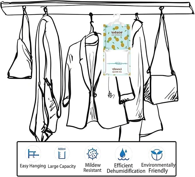 Moisture Absorbers Packets, 8 Pack - Eliminates Musty Odors for Fresher, Cleaner Air, Humidity Packs, Dessicant Packets, Hanging Closet Dehumidifier Bags, Dehumidifier for Bathroom 9.8OZ(Polo） - Image 3