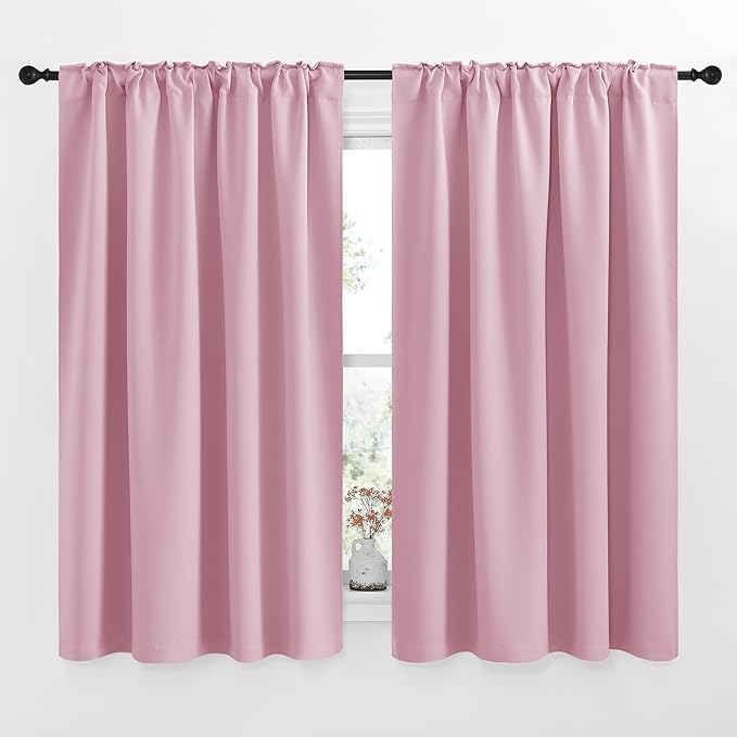 NICETOWN Blackout Curtain Panels for Living Room - (Rouge Pink Color) 52x54 inch, 2 Panels Set, Room Darkening Blackout Drapes for Window - Image 2