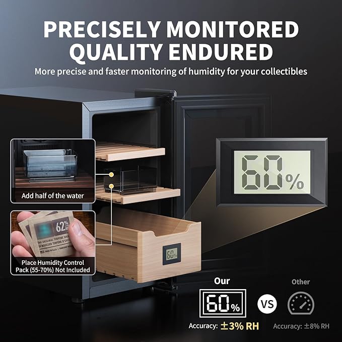 NEEDONE 200 Count Cabinet with Heating and Cooling Electric Quiet Temperature Control System, Thermostatic Cabinet with Spanish Cedar Wood Shelves & Drawer with Hygrometer, Gift for Men… - Image 8