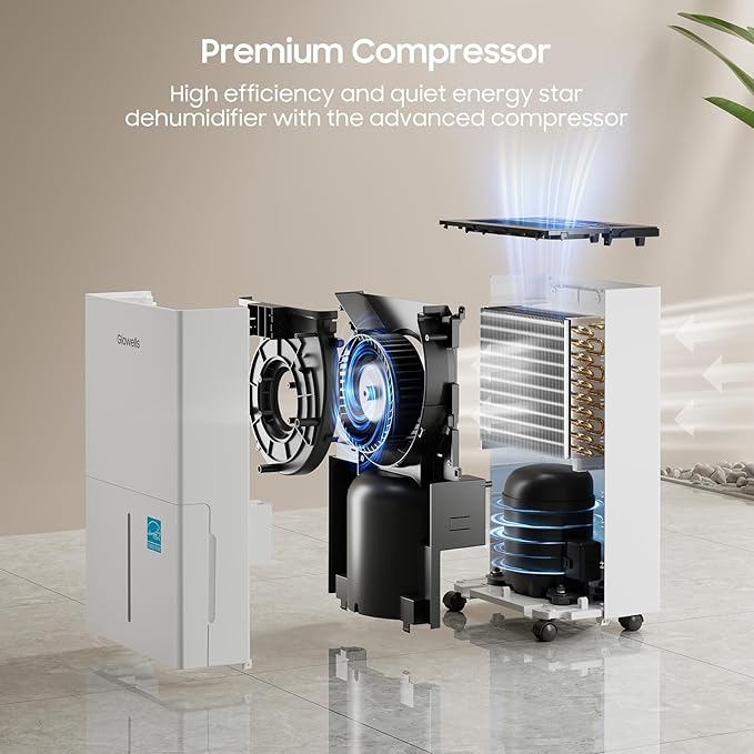 4500 Sq.ft Energy Star Dehumidifier for Home Basement, Glowells 52 Pints Large Room Dehumidifier with Drain Hose & Water Tank 0.58 Gal, Dehumidifiers with Smart Humidity Control, Auto Defrost - Image 5