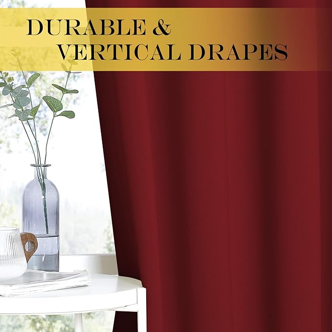 NICETOWN Blackout Curtains 84 Inch Length, Thermal Insulated Curtains for Bedroom Grommet Energy Saving Room Darkening Drapes for Living Room Window, 1 Panel, Burgundy Red, 66" W x 102" L - Image 4