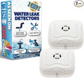 2 Pack Water Leak Detector - 95 dB Flood Detection Alarm Sensor for Bathrooms, Basements, Laundry Rooms, Garages, Attics and Kitchens by Mindful Design (White, 2 Pack) by MindfulDesign