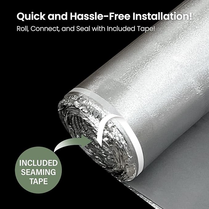 3-in-1 Acoustic Premium Floor Underlayment - 200 sqft Roll - 3mm Thick EVA with Silver Foil Vapor Barrier - Moisture Barrier, Thermal Insulation, Sound Insulation (Green Protect) - Image 6