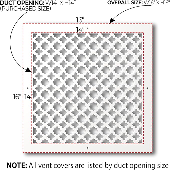SABA Home Decor Air Vent Cover Grille - Acrylic Plexiglass 14 x 14 Duct Opening, 16 x 16 Overall White Finish Decorative Covers for Walls & Ceilings NOT for Floor USE, Venetian - Image 2