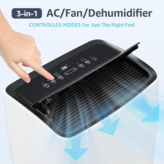 12,000 BTU Portable AC Units for Rooms, 3-In-1 Portable Air Conditioner Up to 550 Sq.Ft(Approx.) | Remote, LED Display, 24H Timer | Includes Window Kit & Extendable Hose, White-3031 - Image 4