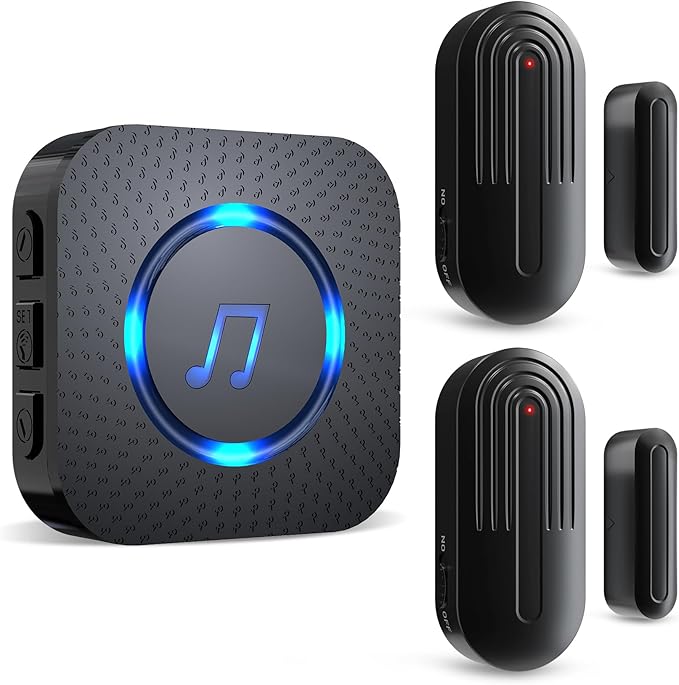 SanJie Door Sensor Chime When Door Opens, Door Entry Chime for Business/Home/Office/Store,500 FT Range,26 Chimes 5 Adjustable Volume Door Ringer Alert 2 Sensors + 1 Receivers by SANJIEGuardSecurity