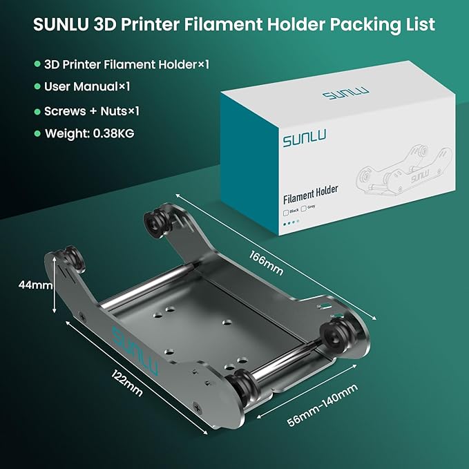 SUNLU 3D Printer Filament Holder, Precision Adjustable 3D Filament Mount Rack for 1kg/3kg/5kg Filament spools, Smooth Feeding and Adaptive for PLA/PETG/Nylon/Wood/TPU All 3D Printer Filament, Grey - Image 9