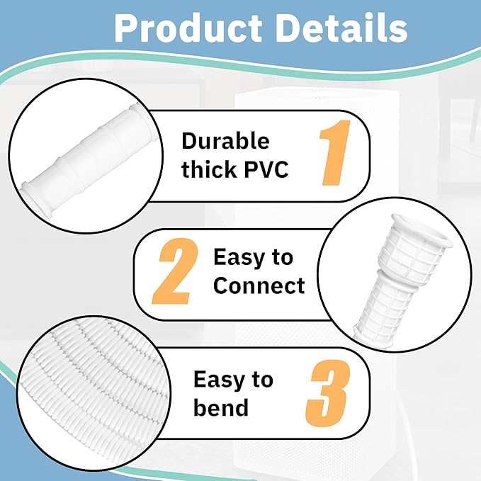 13 Ft Portable Dehumidifier Drain Hose | Universal Replacement Hose Kit with Cuttable Rubber Adapter & Clamp | Flexible 3/4" FHT Leakproof Discharge Hose for Most AC and Dehumidifiers - Image 4