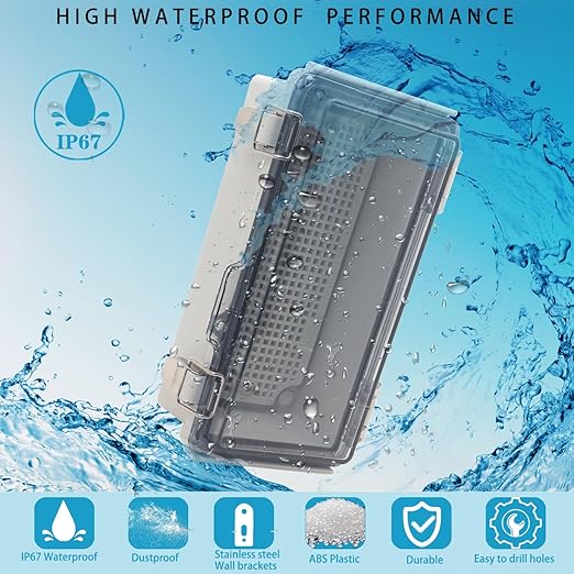 Outdoor Waterproof Electrical Box Junction Box Weatherproof IP67 ABS Plastic Enclosure Switch Router Project Box Electronics Enclosure with Mounting Plate Wall Bracket Clear 7.9"x3.9"x2.8" - Image 2