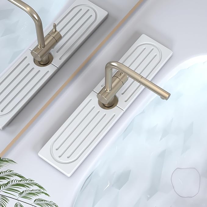 Kitchen Faucet Mat, Quick Drying Diatomite Sink Faucet Mat Splash Guard for Kitchen, Water Absorbing Stone Tray for Sink, Absorbent Stone Drying Tray for Bathroom Counter by Unknown